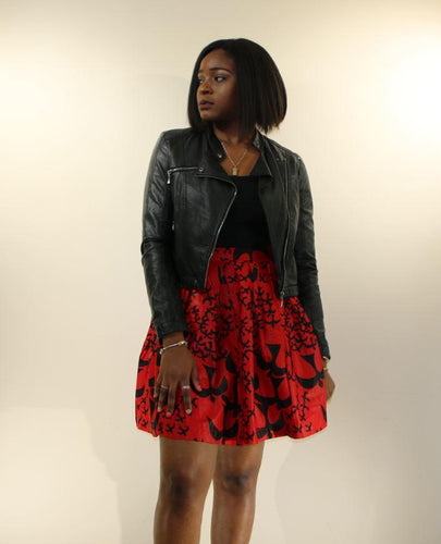 Kamsiyona Chick Red Flare Skirt