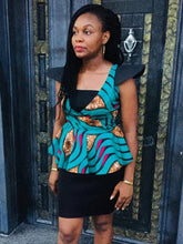 Load image into Gallery viewer, Kamsiyona V-neck African print blouse