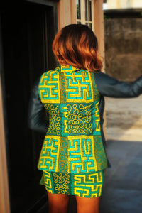 Kamsiyona African Print Blazer (Green)