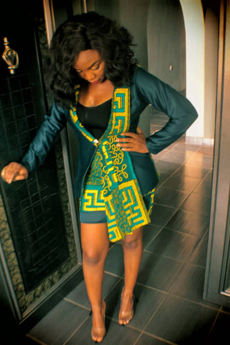 Kamsiyona African Print Blazer (Green)