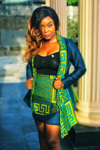 Kamsiyona African Print Blazer (Green)